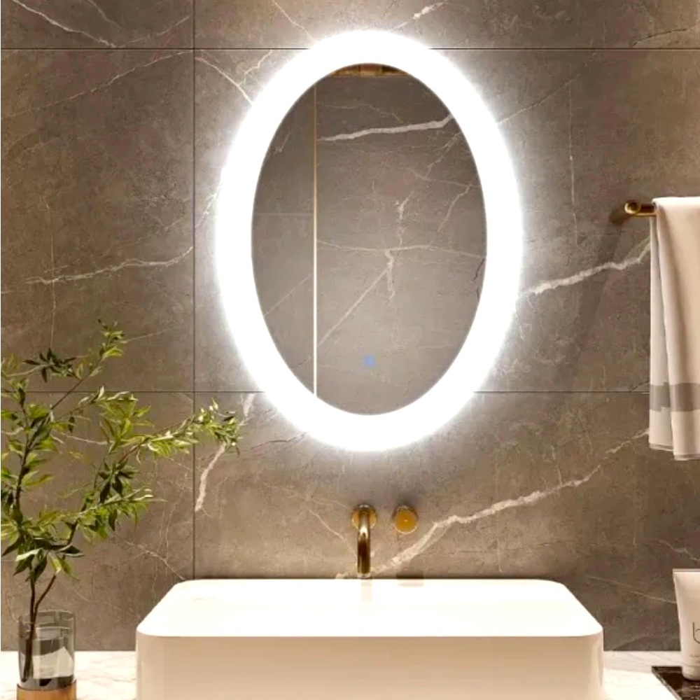 Lighted bathroom mirror dimmable touch sensor and defogger